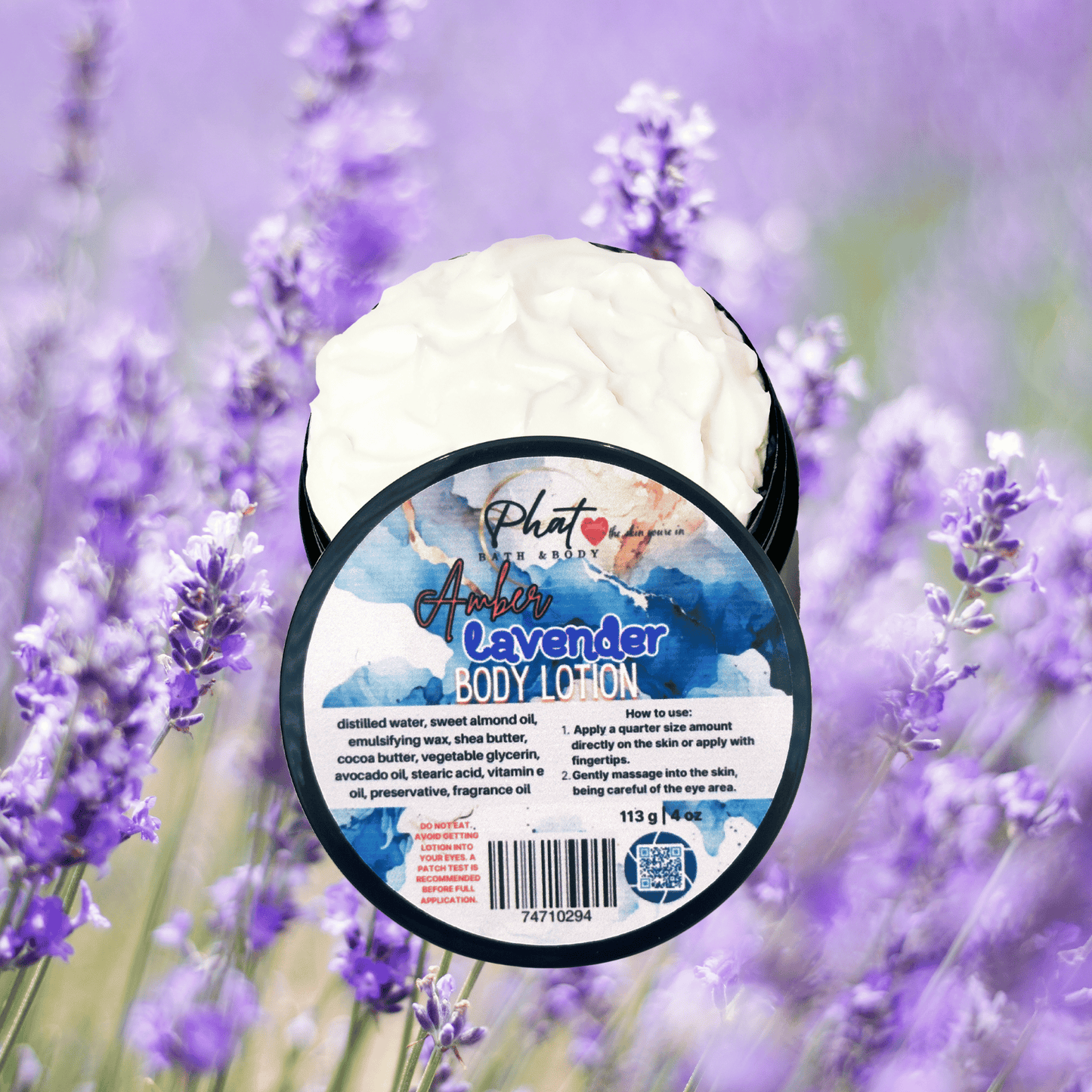 Amber & Lavender Organic Moisturizing Body Lotion with Shea Cocoa Butter & Avocado Oil | 5 oz