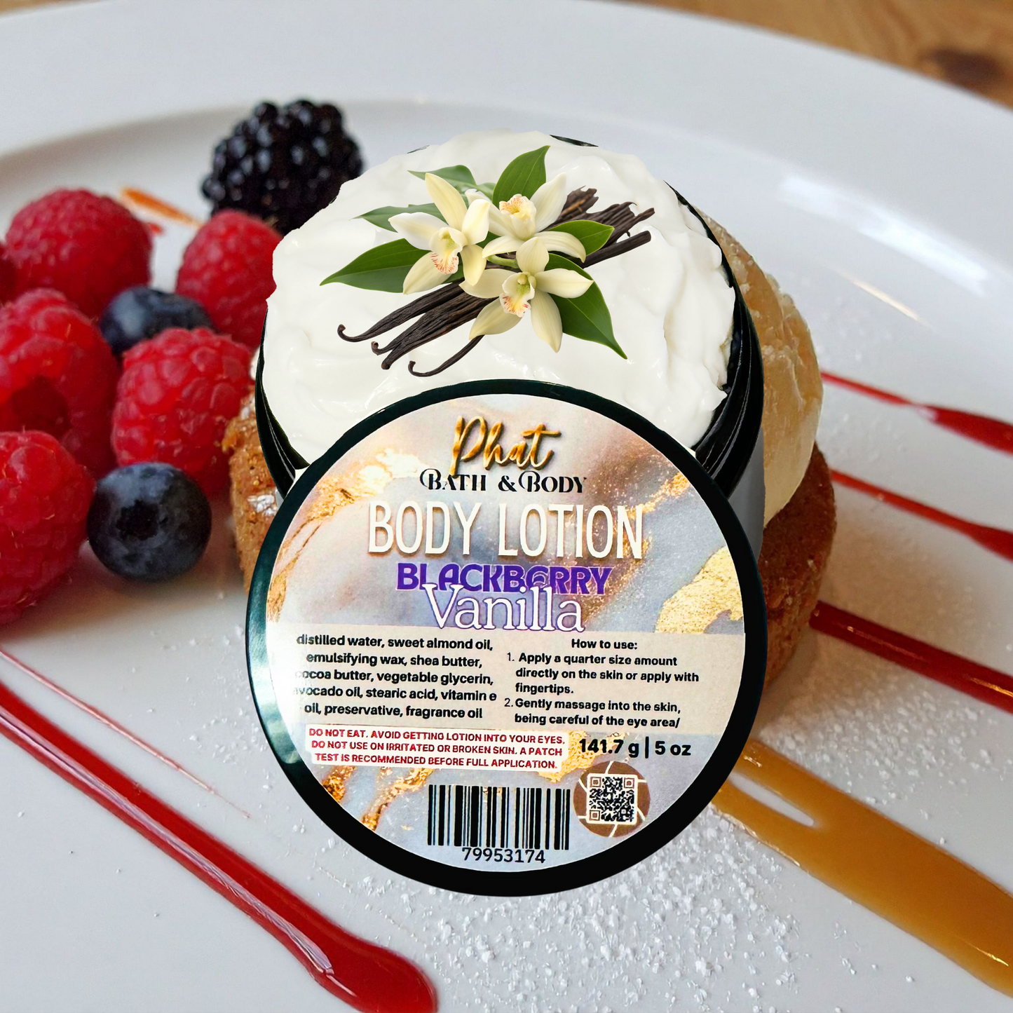 Blackberry Vanilla Organic Moisturizing Body Lotion with Cocoa Butter Black Raspberry & Vanilla Type | 5 oz